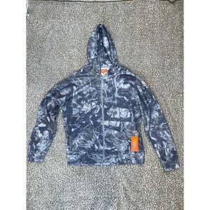 Negative Space Waffle Knit Hoodie Men’s M Gray Camo Full Zip Lightweight Hooded